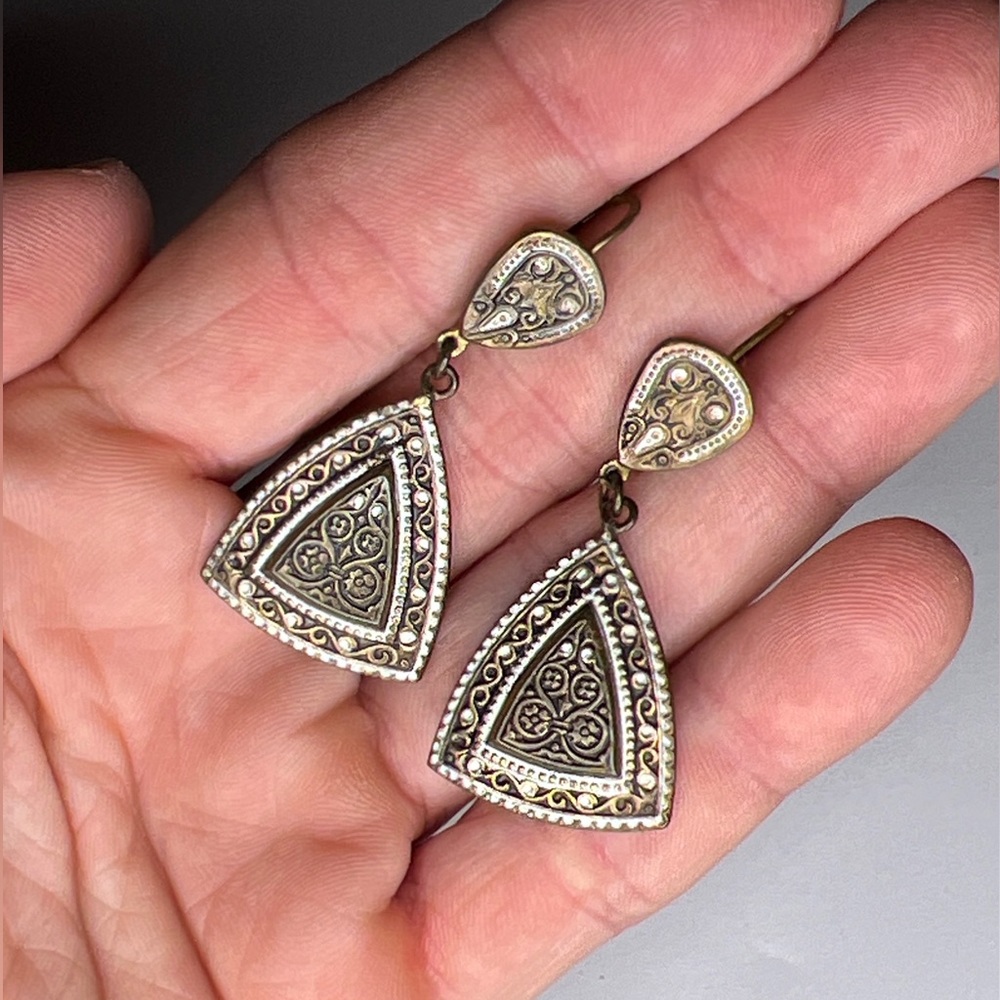 Vintage Clip On Earrings Filigree Spain Teardrop